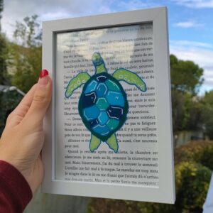 Cadre peinture sur verre Tortue